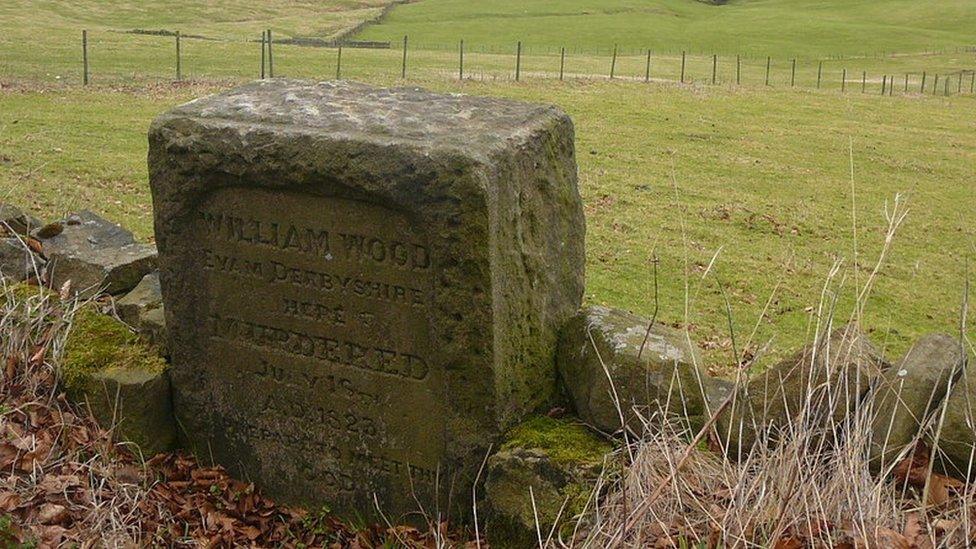 Murder stone commemorating William Wood