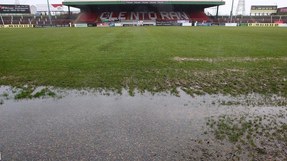 Previous waterlogging at the Oval stadium in east Belfast