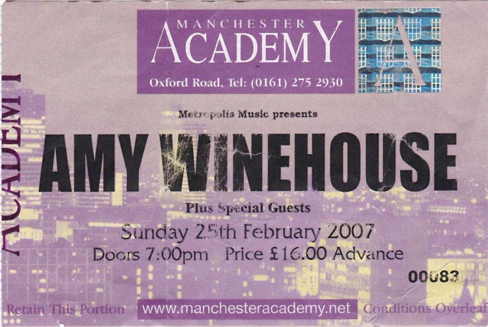 Amy Winehouse ticket from 2007