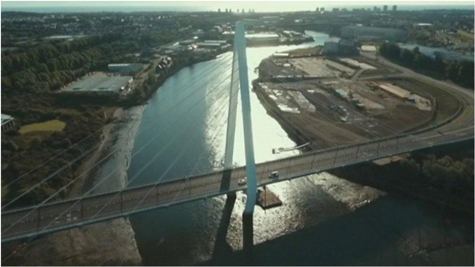 Two Sunderland-made Nissan cars were the first vehicles over the bridge spanning the River Wear.