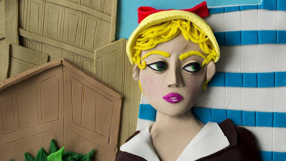 Untitled film still #21,1978 by Cindy Sherman recreated using playdough