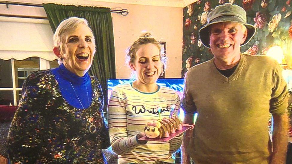 Bernie McNally, Natalie McNally and Noel McNally celebrate Natalie's birthday