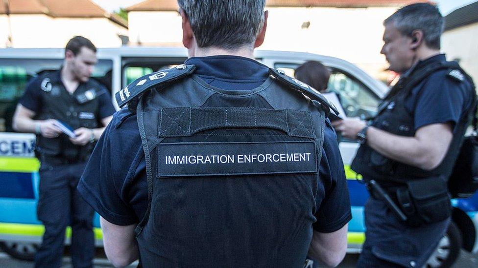 Immigration Enforcement officers before a raid in London