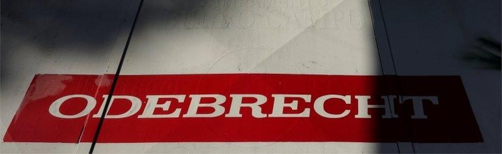 The corporate logo of Odebrecht is seen in a construction site in Caracas, Venezuela January 26, 2017.