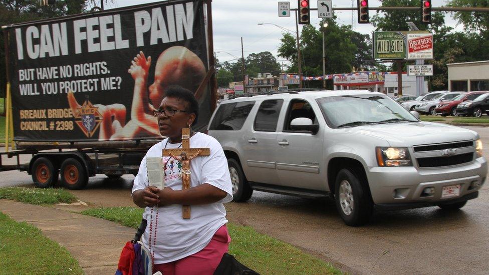 Demonstrators outside the clinic