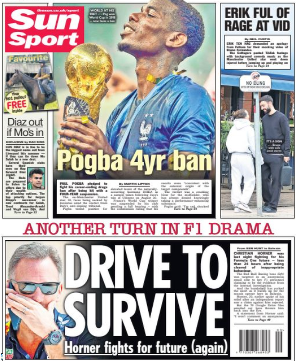 Back page of the Sun on 1 March 2024