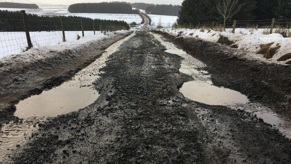 Potholes in Scottish boarders