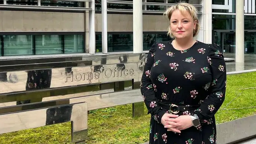 Lisa Townsend standing outside the Home Office