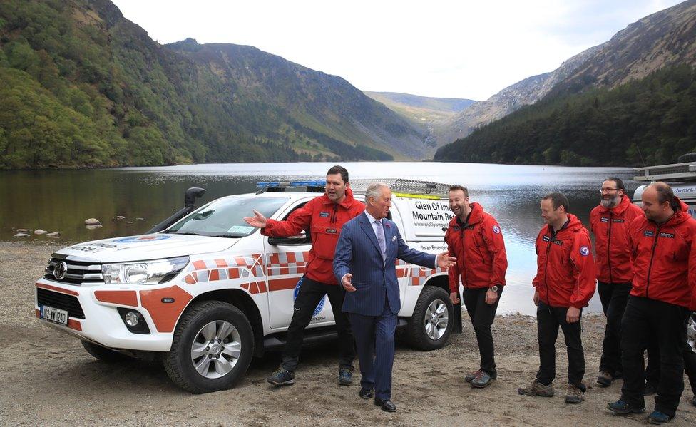 Prince Charles with the Dublin Wicklow Mountain Rescue Team