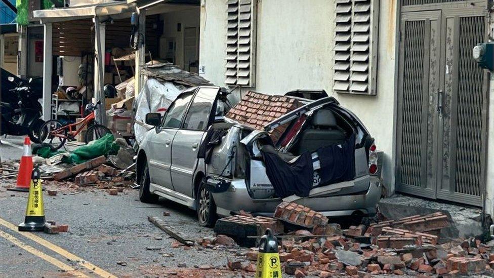 A damaged car