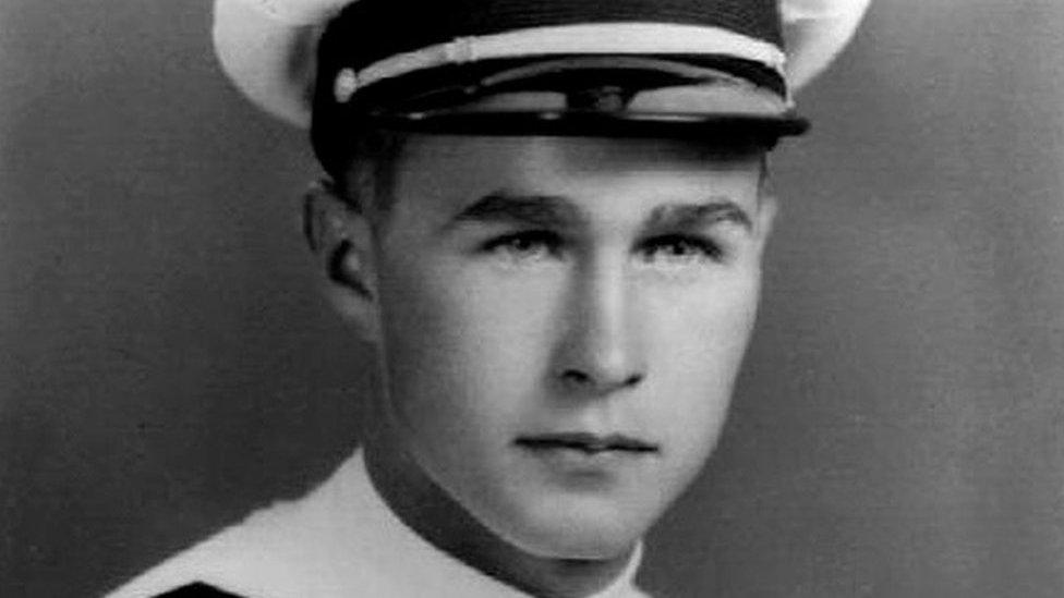 George H W Bush in naval uniform