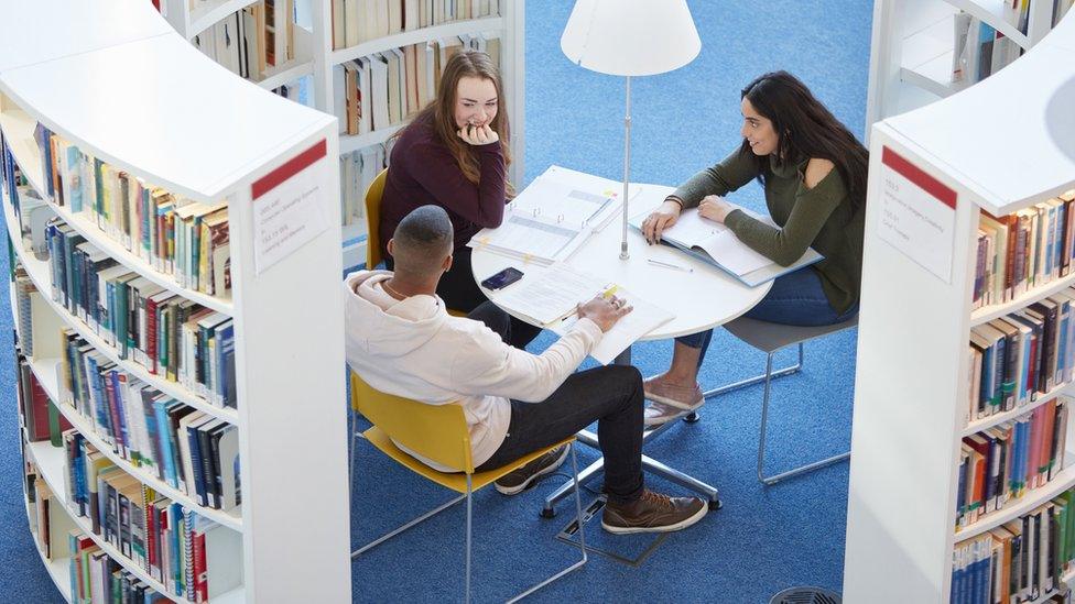 Students in a library