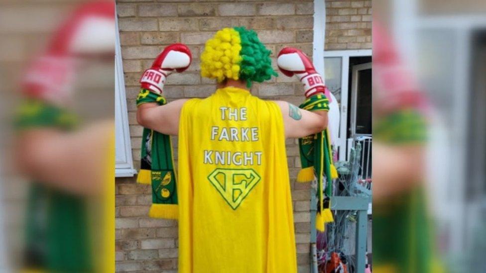 Ian Clarke dressed as The Farke Knight