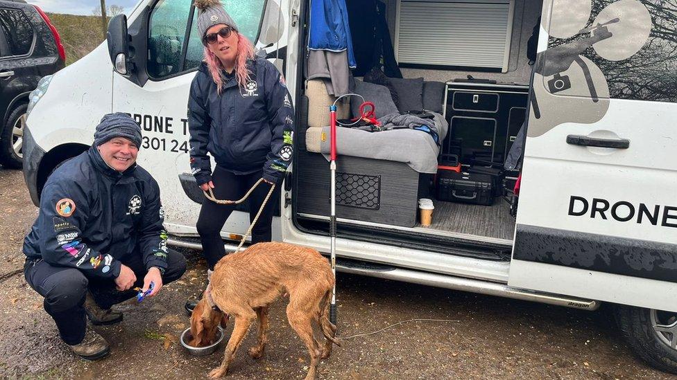 Phil James and Laura Clark-Ward with dog Ulysse