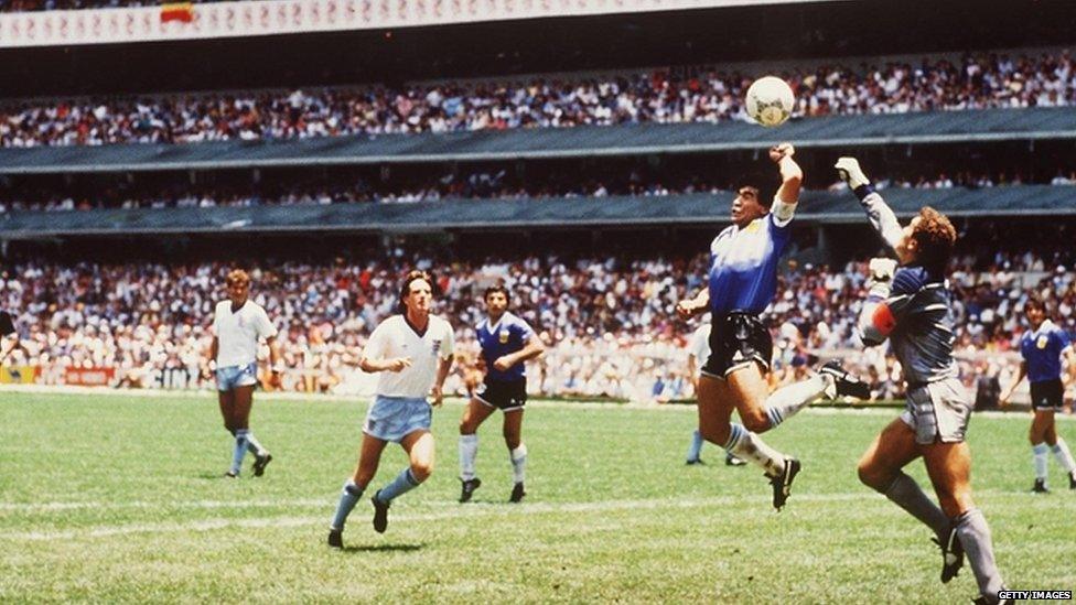 Maradona scores with his hand against England