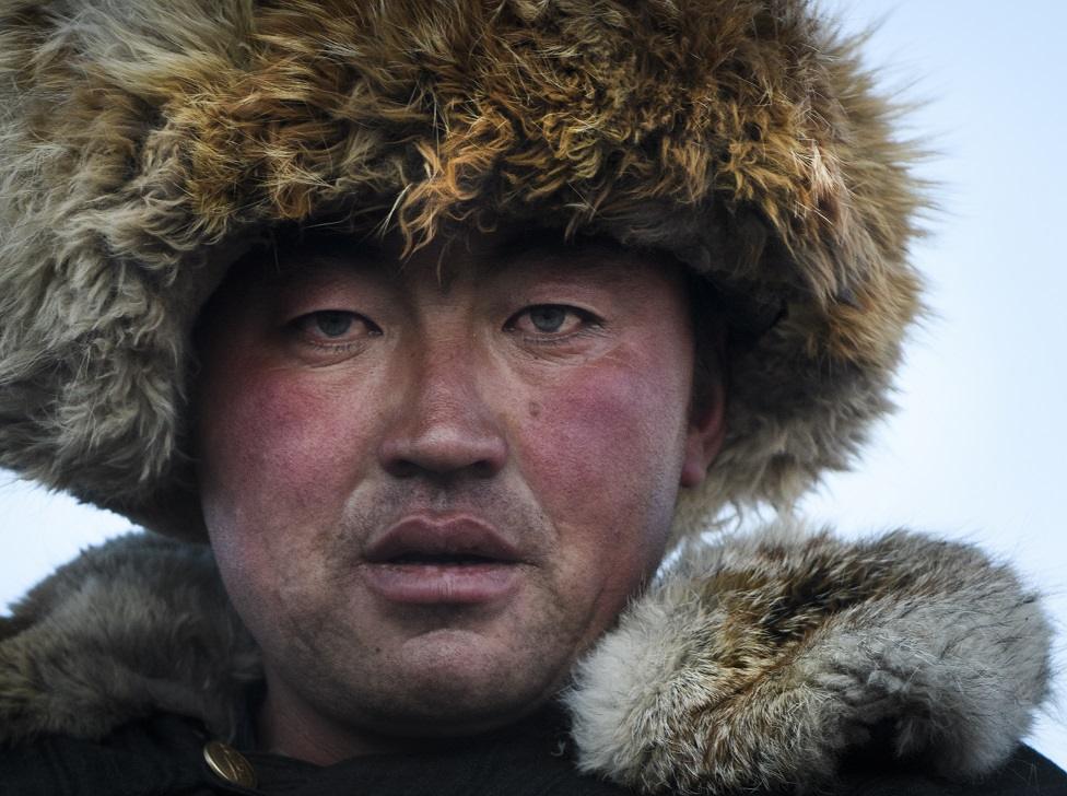 A portrait of a man from the Altai Region of Mongolia