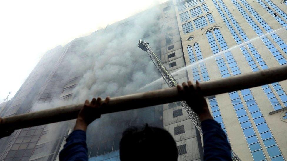 Blaze at a multi-storey commercial building in Dhaka, Bangladesh, on 28 March 2019