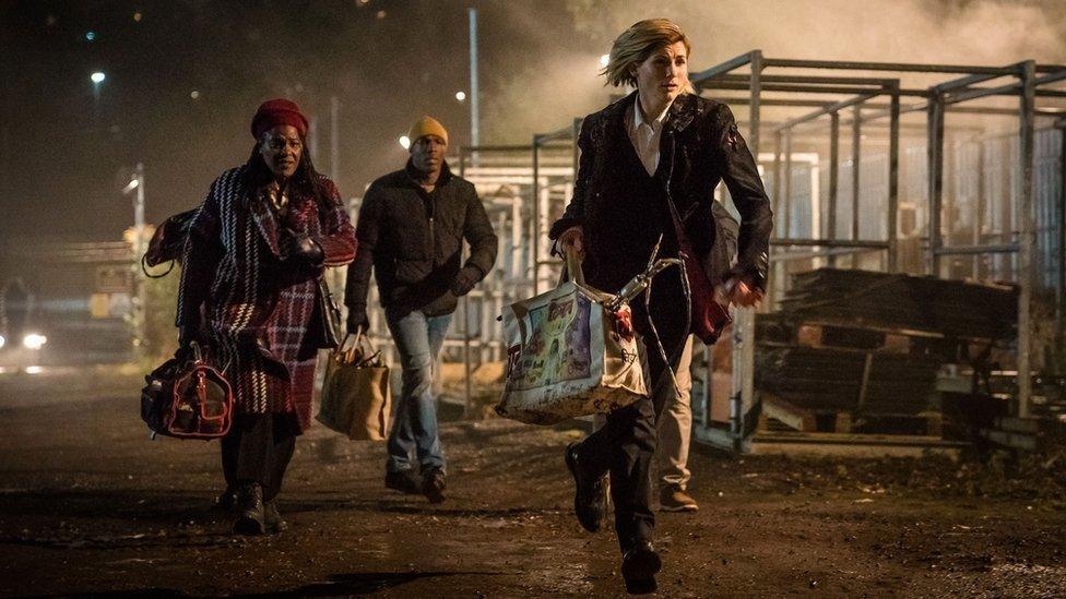 Picture shows Grace (Sharon D Clarke), Ryan (Tosin Cole), The Doctor (Jodie Whittaker)