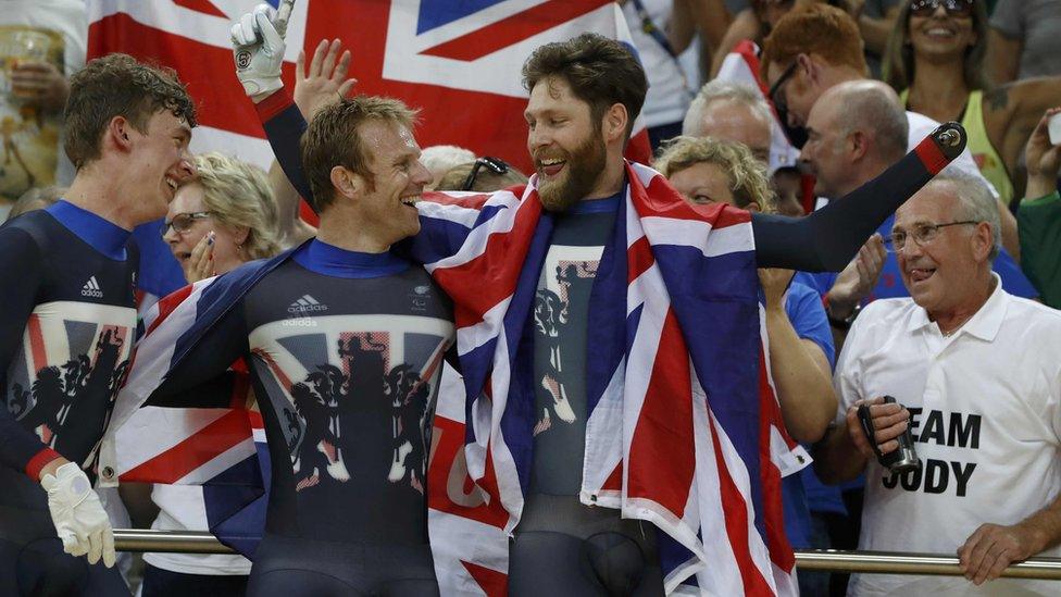 Louis Rolfe, Jody Cundy and Jon-Allan Butterworth of Great Britain