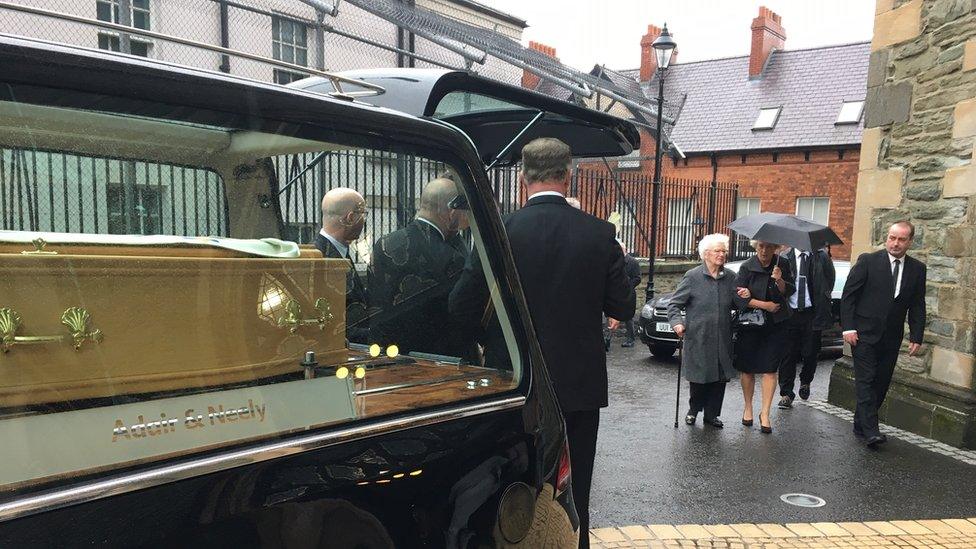 Hearse arrives at funeral of Bishop Dr James Mehaffey