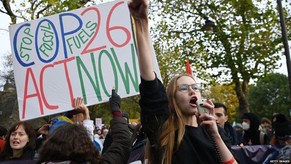 A demonstrator at the Fridays for Future march