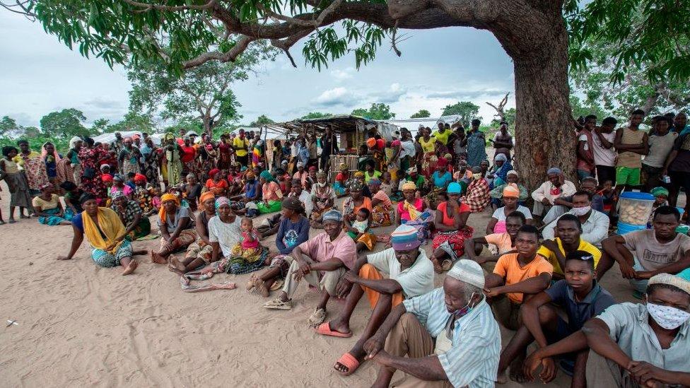 A group of displaced people in northern Mozambique