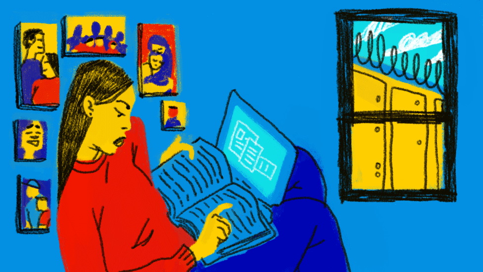 illustration of woman in her house