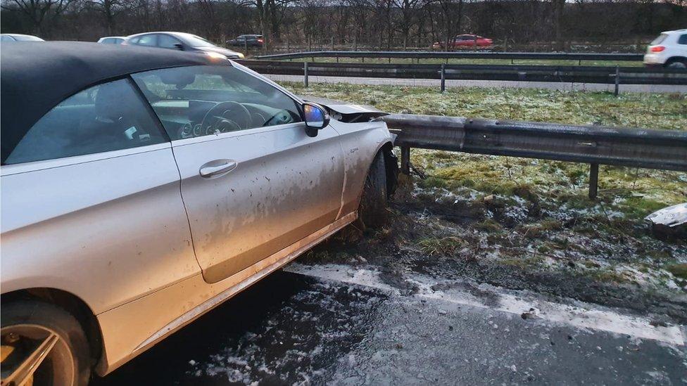 Car crashed into central reservation