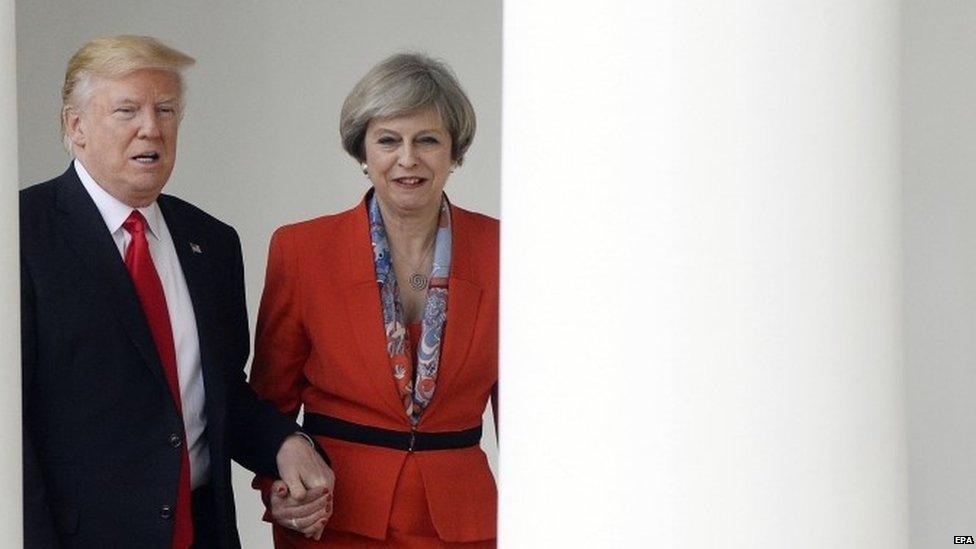 Donald Trump and Theresa May during the latter's visit to the White House in January 2017