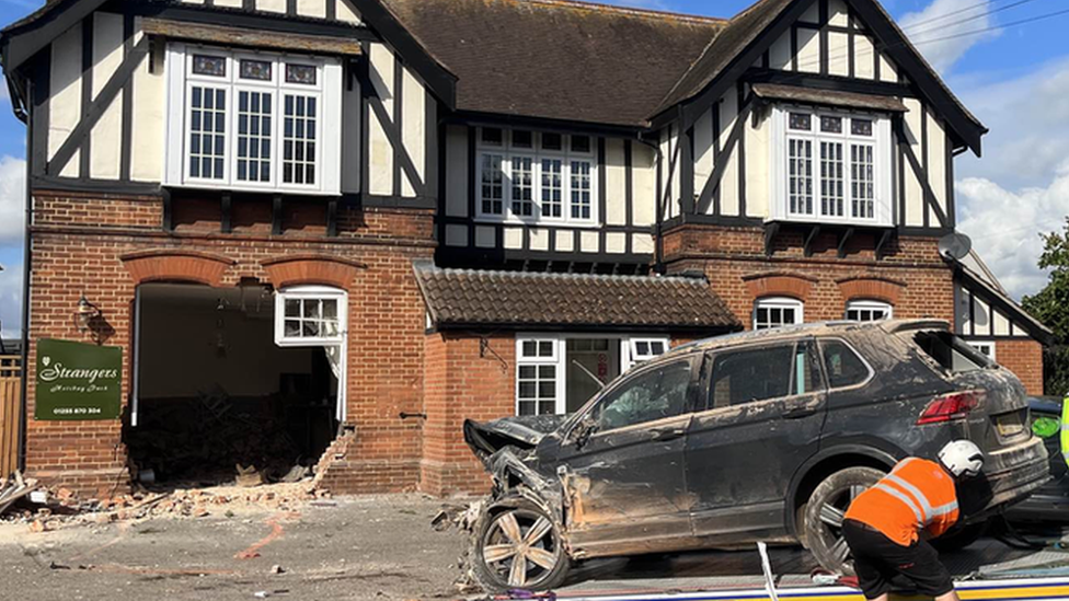 Damaged caused to the Strangers Home pub in Bradfield