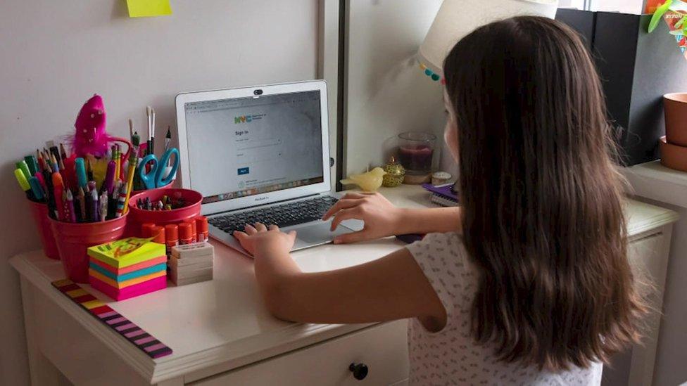 girl working at desk