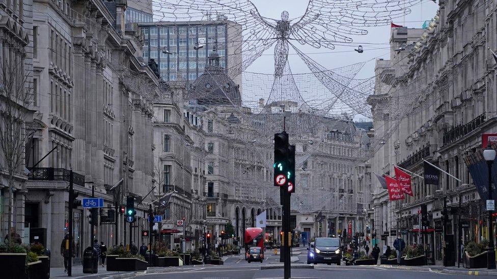 A near-deserted Regent Street in London