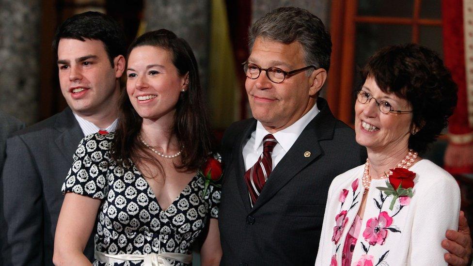 Al Franken with his wife Franni Franken (R) his son Joe (L) and daughter Thomasin