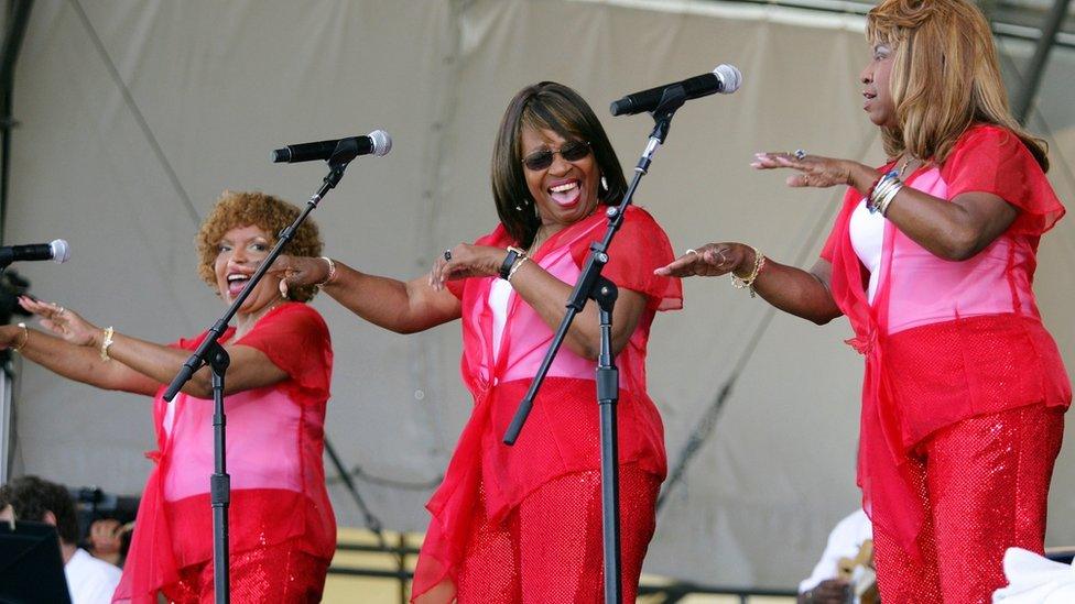 Joan Marie Johnson (centre) with Rosa Lee Hawkins and Barbara Ann Hawkins