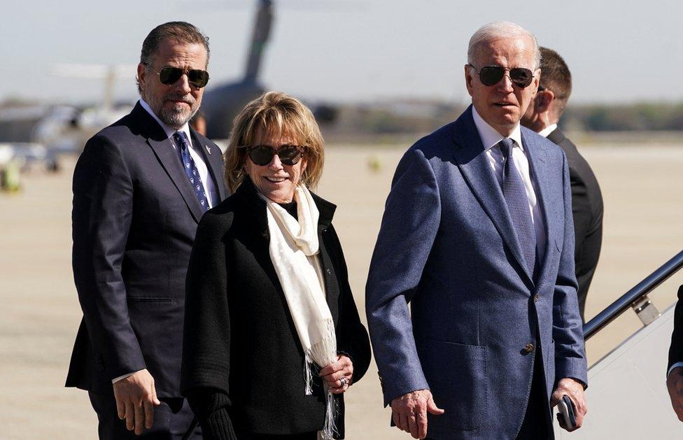 Hunter Biden, Valerie Biden and Joe Biden board Air Force One in Maryland