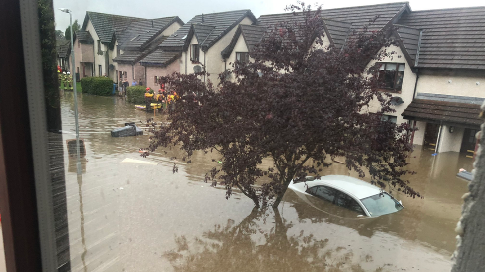 In Broxburn cars were submerged