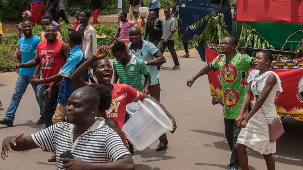 Malawi Congress Party supporters celebrate on February 4, 2020, in Lilongwe