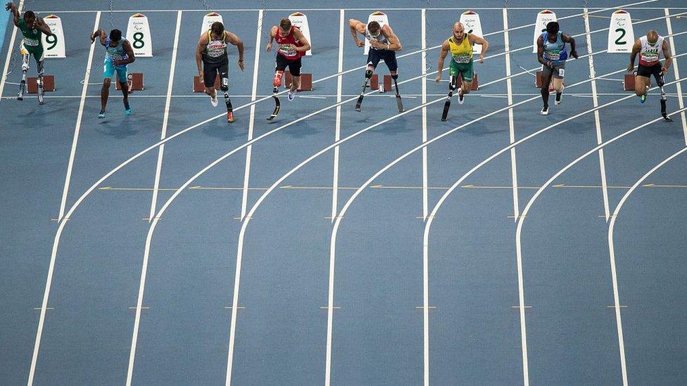 Men's 100m - T42 Final at the Olympic Stadium during the Paralympic Games.