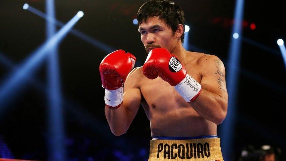 Manny Pacquiao boxing in Las Vegas (9 April 2016)