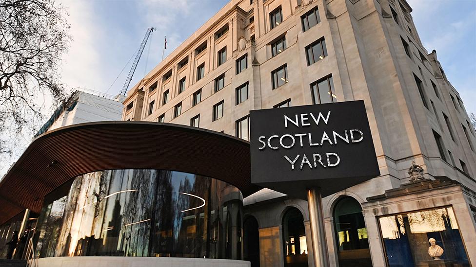 File photo of exterior of New Scotland Yard in London.