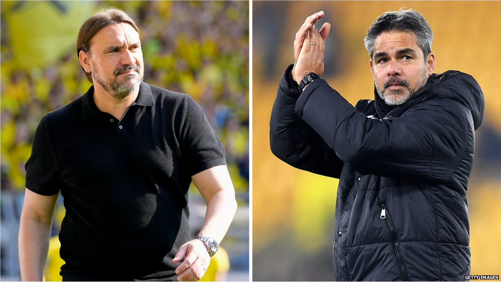 Daniel Farke (left) and David Wagner have not previously faced each other as managers