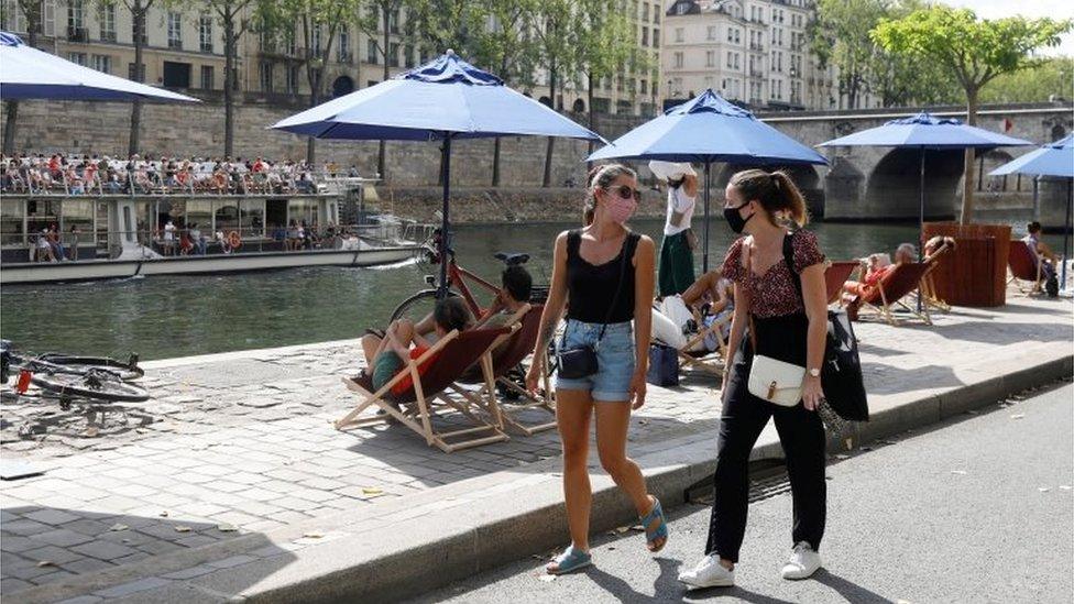 People wearing masks in Paris