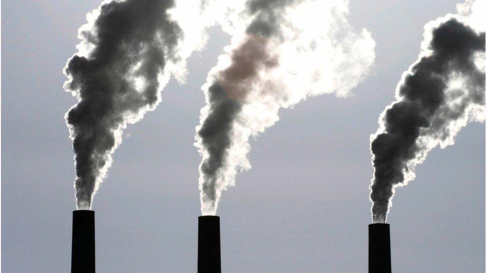 Chimneys emitting carbon dioxide