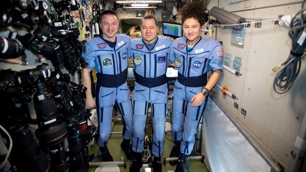 The trio on board the International Space Station (ISS)