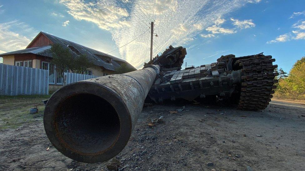 Destroyed Russian tank