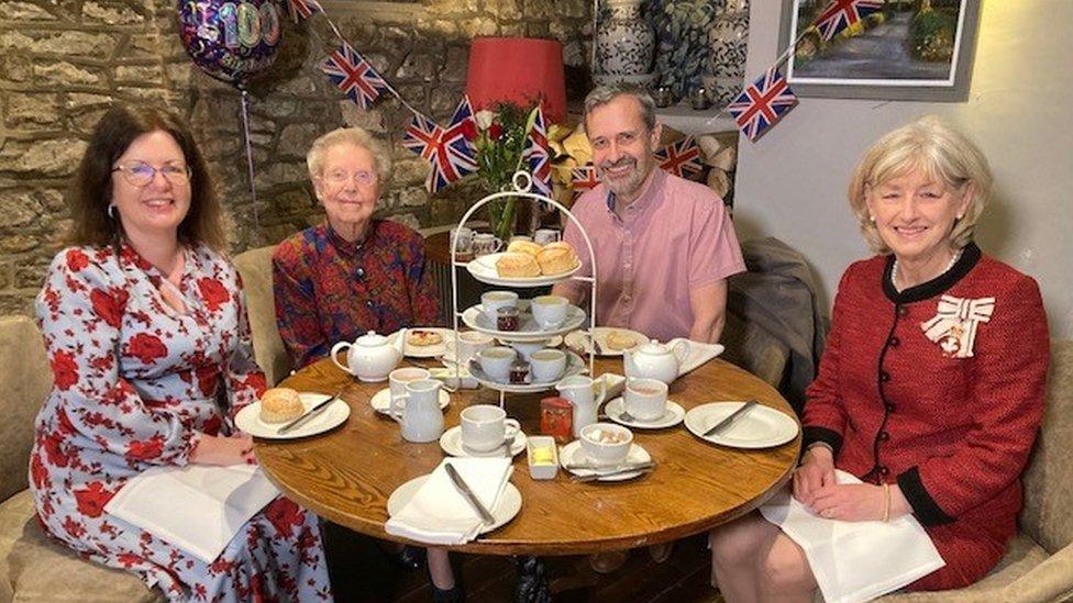 Audrey with her son, daughter and Lord Lieutenant of South Glamorgan