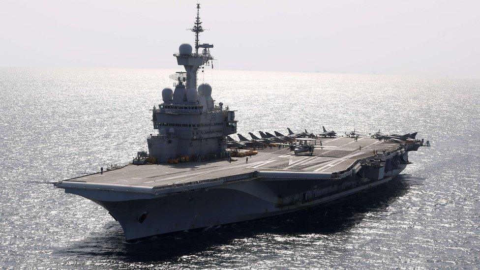 France's Charles de Gaulle aircraft carrier in the Gulf, 26 February 2016