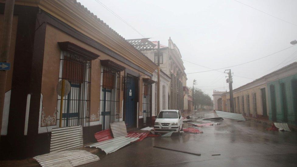 Damaged buildings in Remedios, Cuba