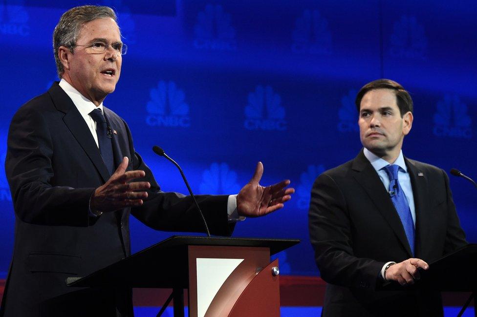 Jeb Bush and Marco Rubio during a debate