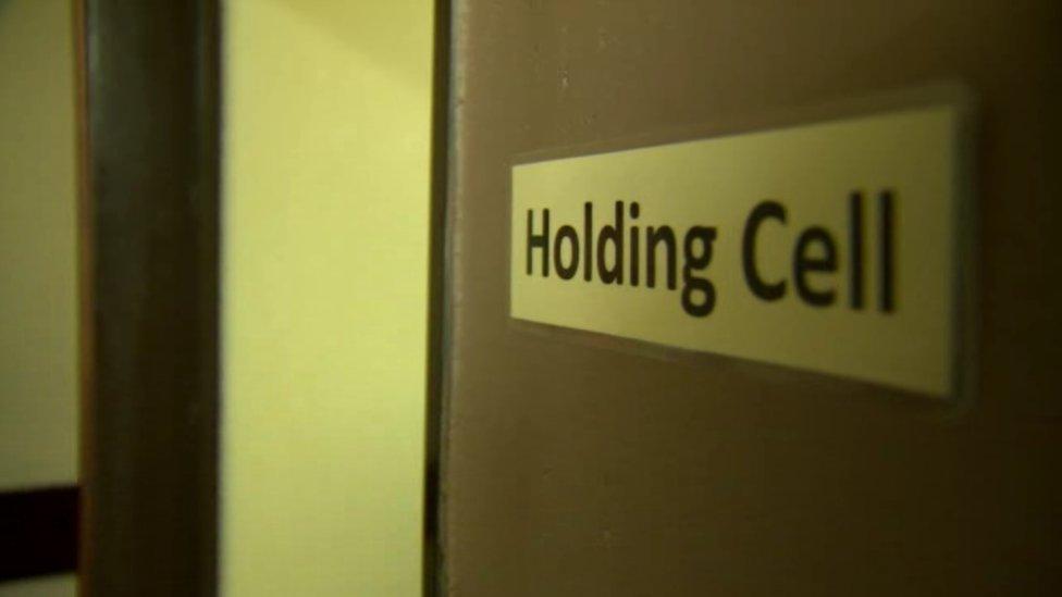 Holding cell door at former Dungiven police station